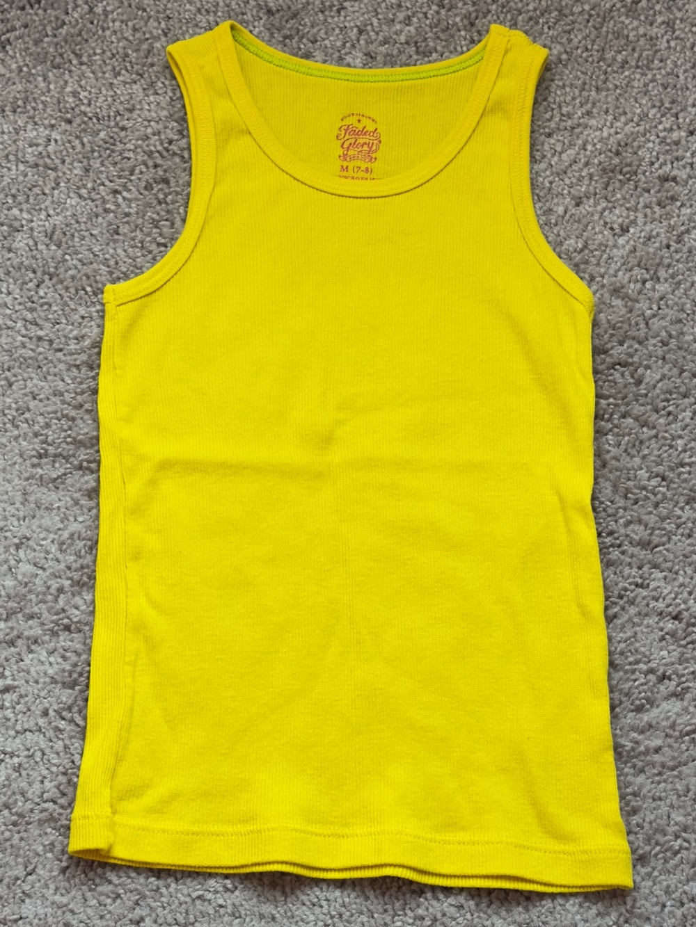 Faded Glory Girls' Bright Yellow Ribbed Tank